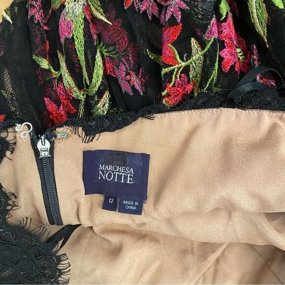 Marchesa Notte Embroidered Floral Maxi Dress Gown Size 12 - Picture 8 of 9